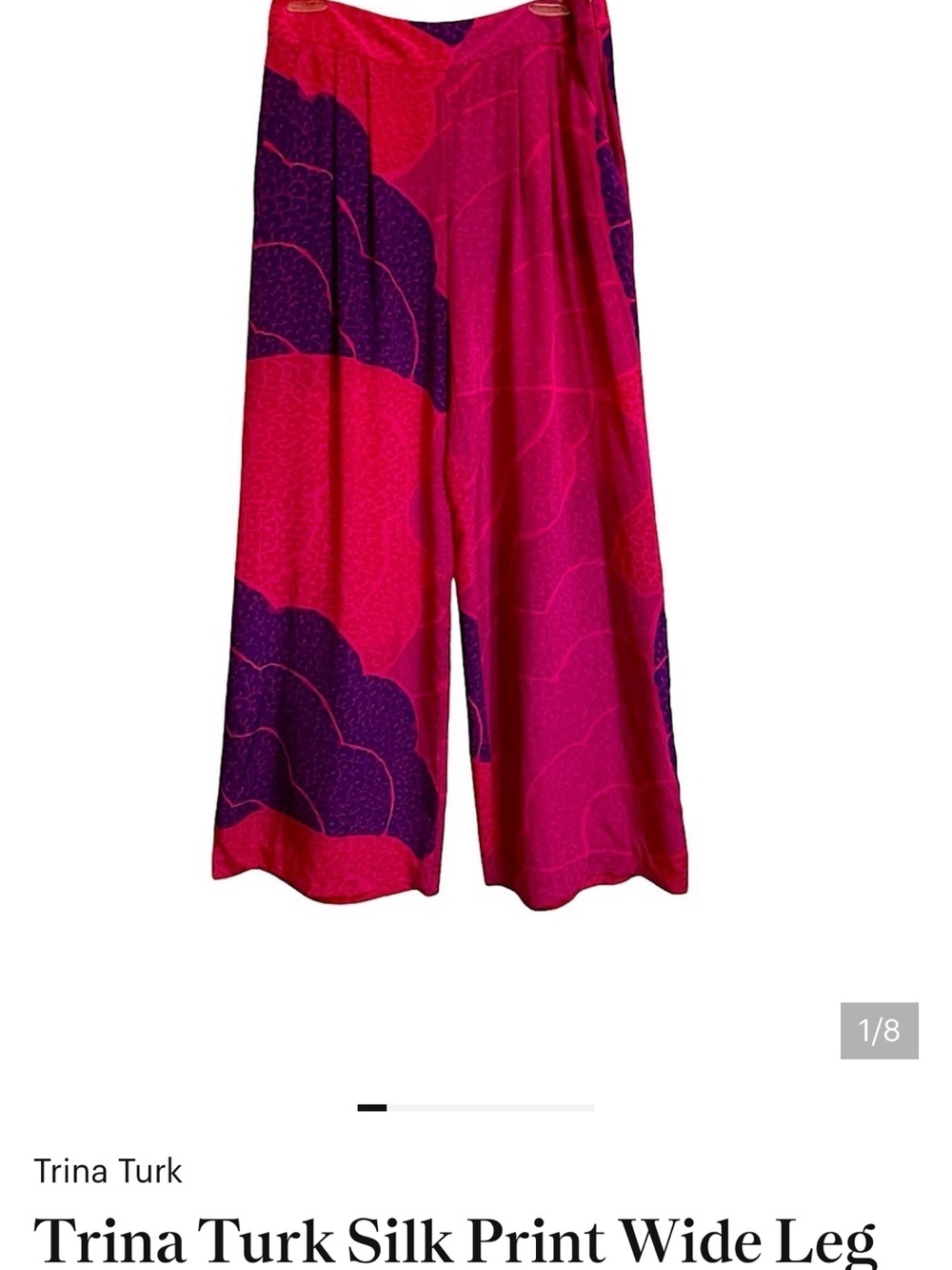 Trina Turk Silk Print Wide Leg Pants Hot Pink & Purple Size 4